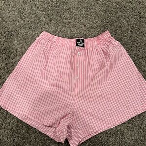 SHEIN Pink and White Striped Shorts